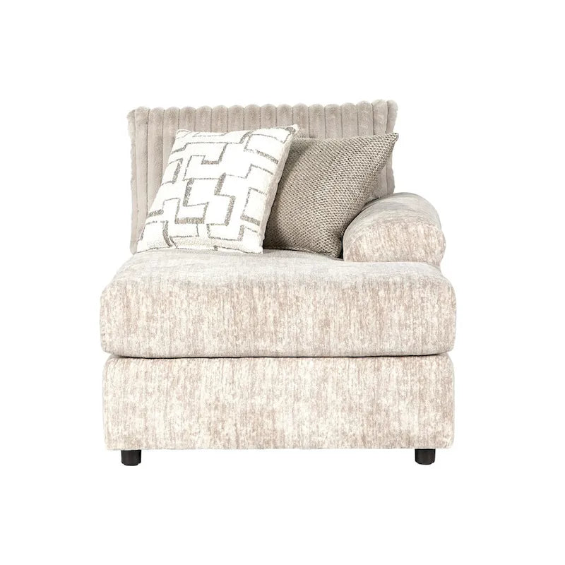 Canapé d'angle en velours côtelé Roundhill Furniture Nason à larges côtes avec méridienne, fauteuil et pouf