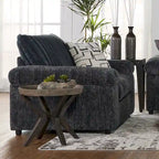 Canapé d'angle en velours côtelé Roundhill Furniture Nason à larges côtes avec méridienne, fauteuil et pouf