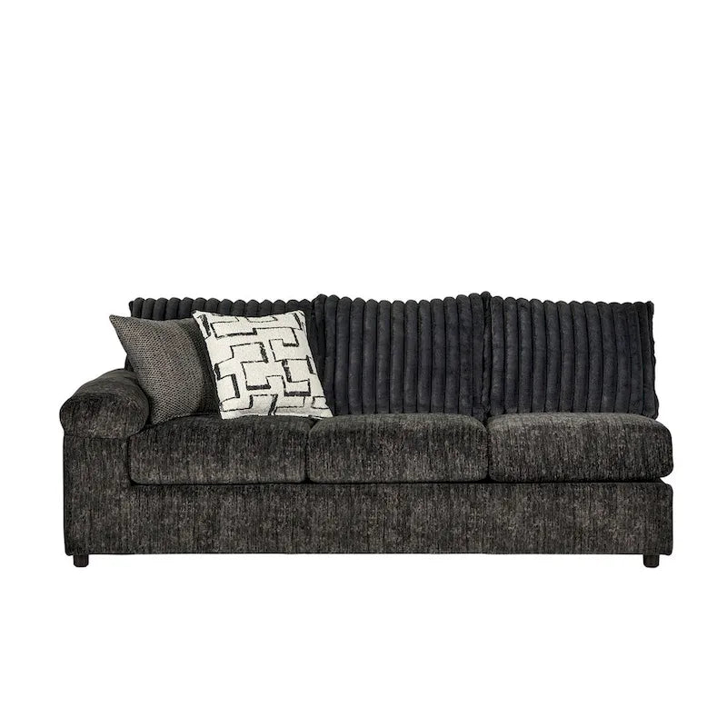 Canapé d'angle en velours côtelé Roundhill Furniture Nason à larges côtes avec méridienne, fauteuil et pouf