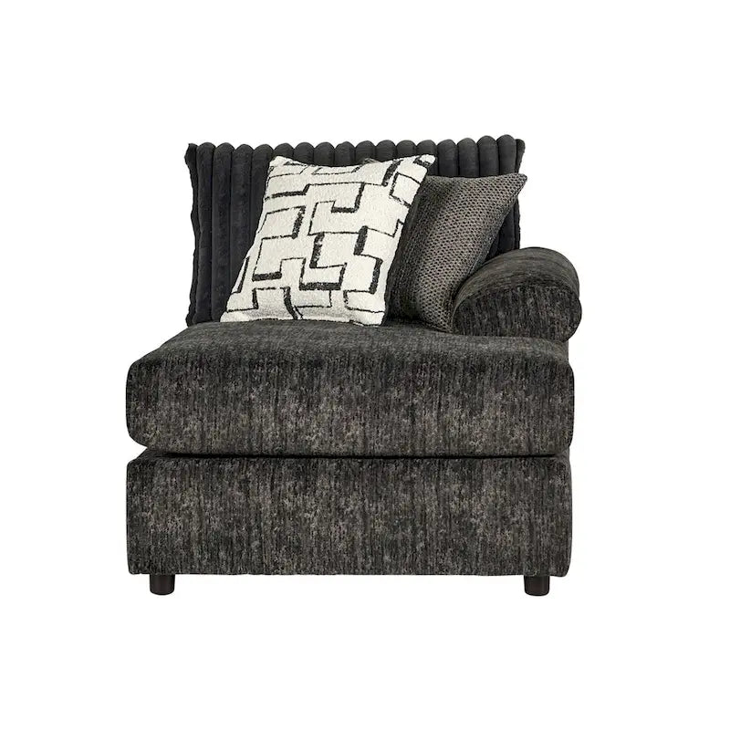 Canapé d'angle en velours côtelé Roundhill Furniture Nason à larges côtes avec méridienne, fauteuil et pouf