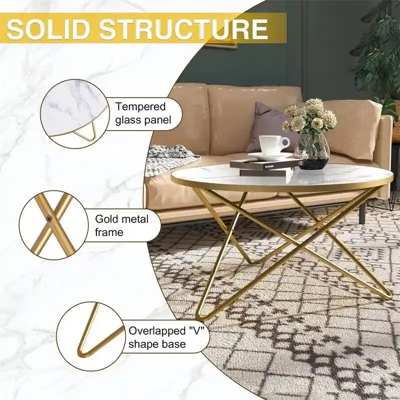 Table basse ronde - 80 cm de profondeur x 80 cm de largeur x 46 cm de hauteur