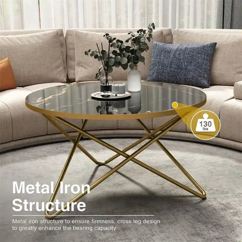 Table basse ronde - 80 cm de profondeur x 80 cm de largeur x 46 cm de hauteur