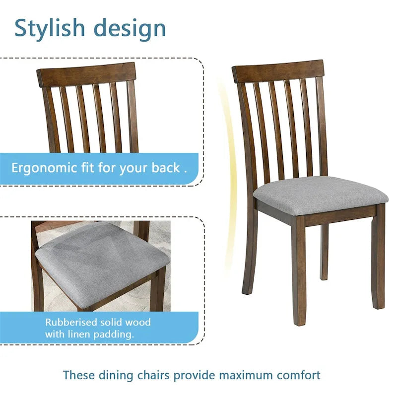 Ensemble table et chaises rectangulaires en bois pour 4 personnes