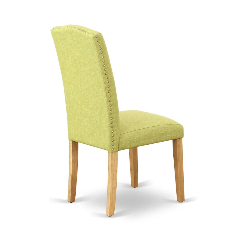 Ensemble de salle à manger 3 pièces East West Furniture : une table de cuisine rectangulaire et 2 chaises rembourrées en lin Limelight, chêne