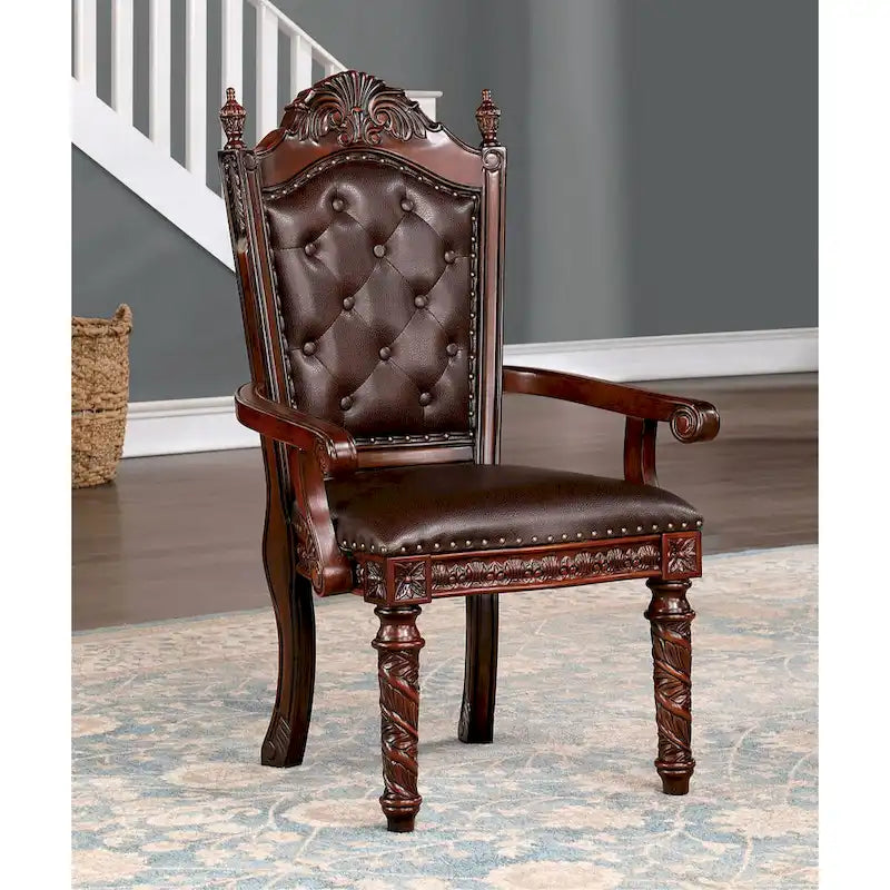 Abeena Traditional Cherry Solid Wood Arm Chairs (Set of 2) by Furniture of America