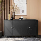 60-in Modern Matte Black 4 Door Wooden Sideboard Buffet Server Accent Storage Cabinet