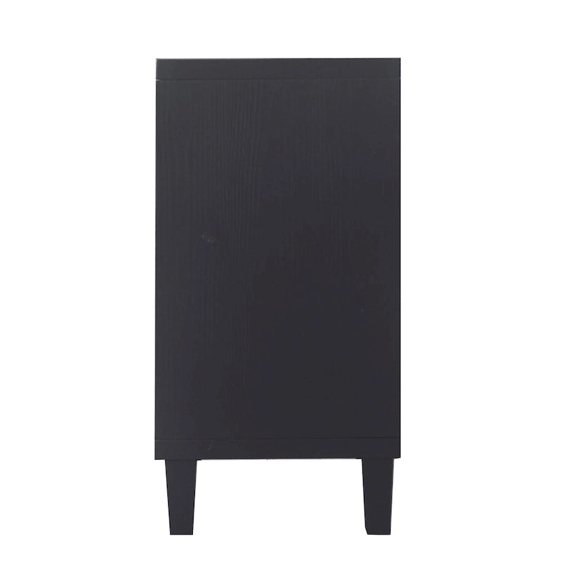 Buffet/meuble de rangement d'appoint moderne en bois noir mat à 4 portes de 152 cm (60 po)