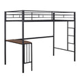 Metal Loft Bed with Desk, Ladder and Guardrails