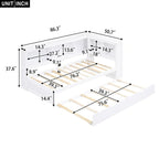 Lit de jour double avec lit gigogne, rangements et ports USB