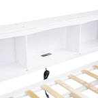 Lit de jour double avec lit gigogne, rangements et ports USB