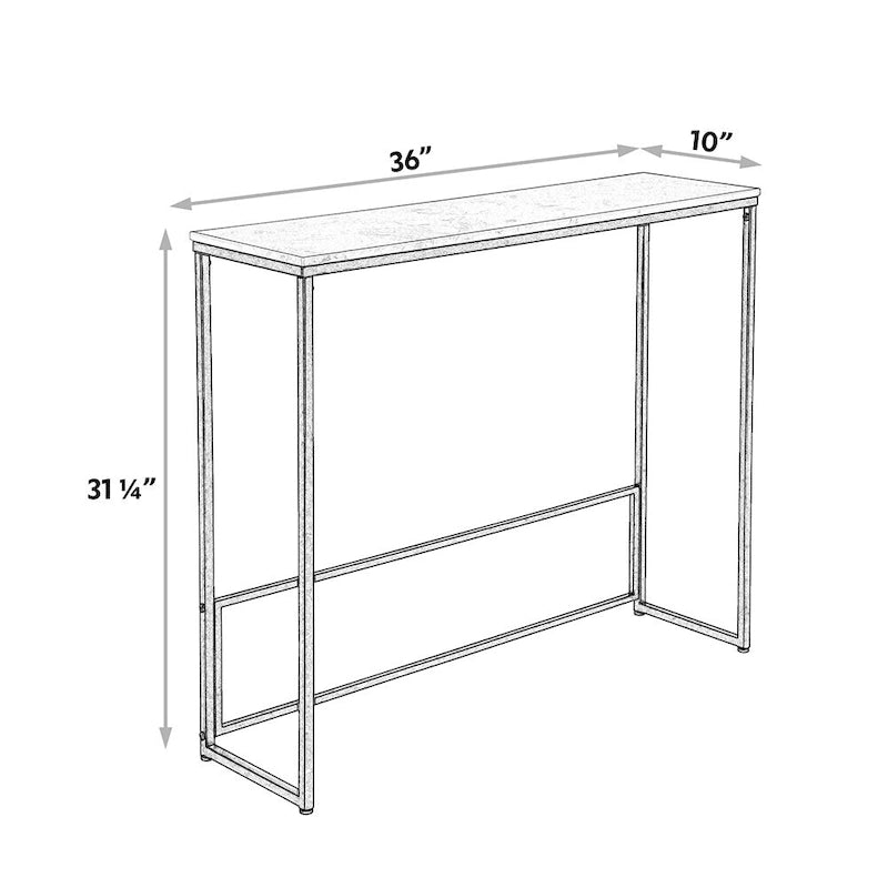 Console étroite Maypex en quartz blanc avec piètement noir
