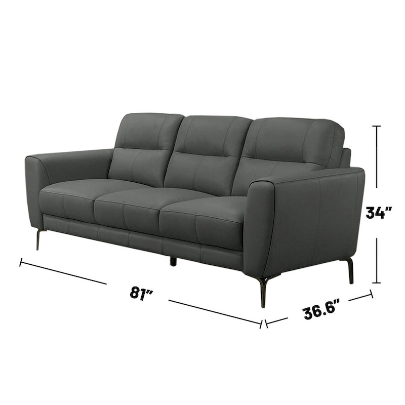 Ensemble de canapés 2 pièces en similicuir avec pieds triangulaires chromés