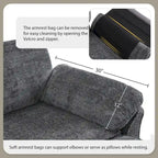 Ensemble canapé-lit d'angle convertible modulable 4 places, revêtement capitonné, assise profonde, pouf, gris