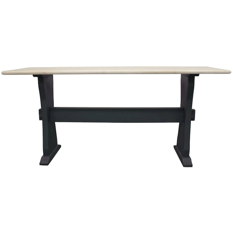 Table console à tréteaux HomeRoots 70 en marbre véritable ivoire et noir - 70