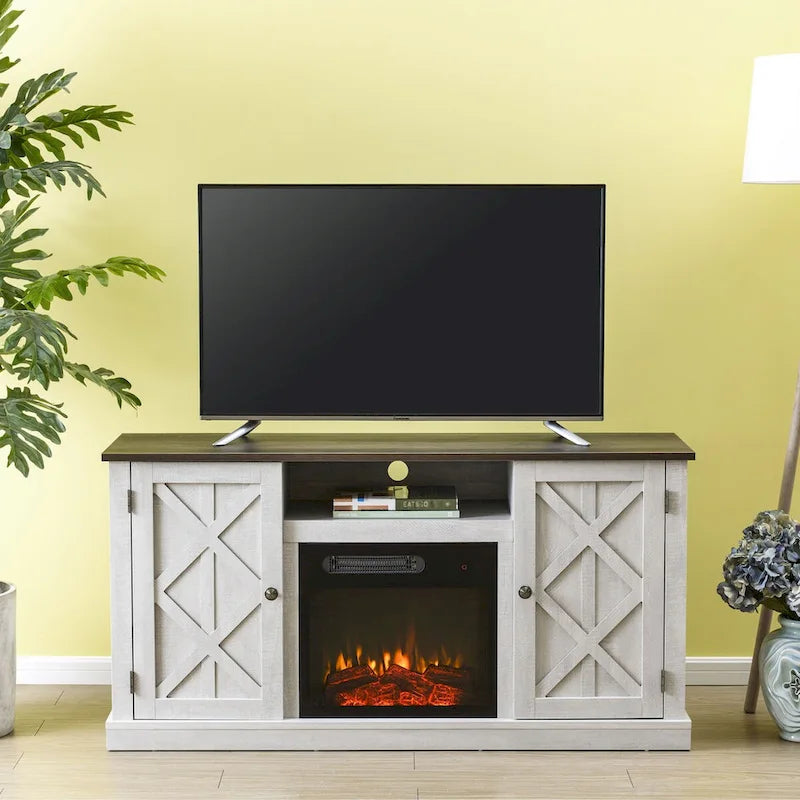 54 in. TV Stand Console for TVs up to 60 in. with Electric Fireplace - 54 in Width