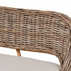 Ensemble coin repas Raisa style bohème moderne, banc en rotin kubu naturel et table en bois