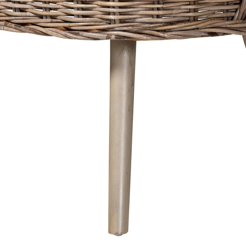 Ensemble coin repas Raisa style bohème moderne, banc en rotin kubu naturel et table en bois