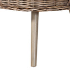 Ensemble coin repas Raisa style bohème moderne, banc en rotin kubu naturel et table en bois