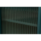 Buffet Grondin de style moderne du milieu du siècle, 152 cm de large, avec portes en verre trempé cannelé et étagères réglables