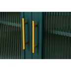 Buffet Grondin de style moderne du milieu du siècle, 152 cm de large, avec portes en verre trempé cannelé et étagères réglables