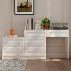 Commode et coiffeuse blanches, solution de rangement polyvalente, bureau en cristal