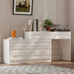 Commode et coiffeuse blanches, solution de rangement polyvalente, bureau en cristal