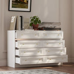 Commode et coiffeuse blanches, solution de rangement polyvalente, bureau en cristal