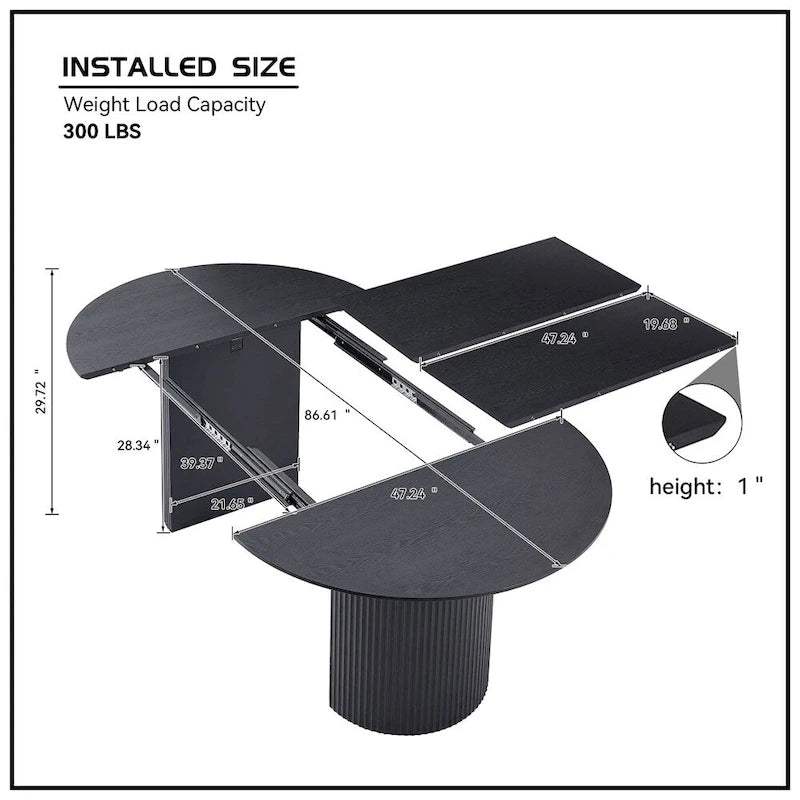 Table de salle à manger ovale extensible avec plateau solide - Non applicable