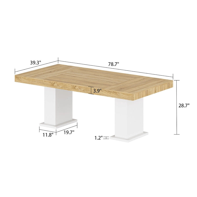 Table de conférence en bois avec piètement blanc, table de réunion, bureau d'ordinateur