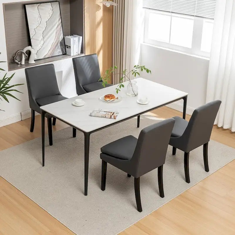 Chaises de salle à manger modernes sans accoudoirs, lot de 2, avec pieds en bois massif, idéales pour la cuisine et la salle à manger.