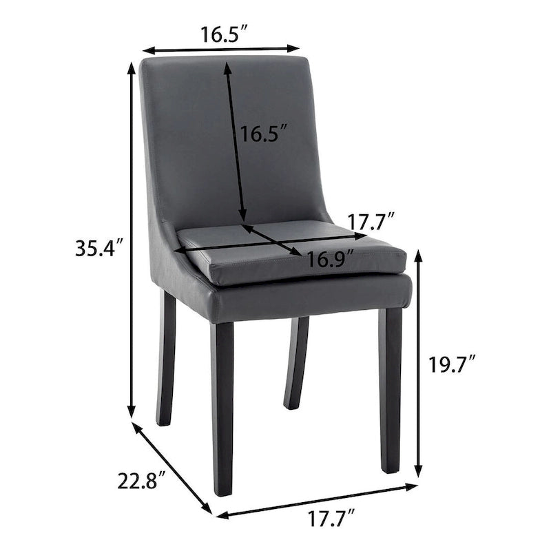 Chaises de salle à manger modernes sans accoudoirs, lot de 2, avec pieds en bois massif, idéales pour la cuisine et la salle à manger.