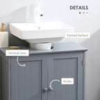 Meuble sous-vasque avec 2 portes et étagère, gris.