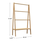 Porte-serviettes échelle en bambou avec étagère de rangement