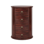 Table d'appoint ronde vintage en bois massif, sans assemblage, avec tiroirs latéraux.