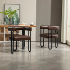 Chaises de salle à manger d'appoint contemporaines, revêtues de chenille et de cuir (lot de 2).