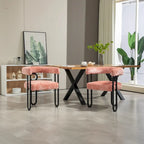 Chaises de salle à manger d'appoint contemporaines, revêtues de chenille et de cuir (lot de 2).