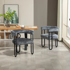 Chaises de salle à manger d'appoint contemporaines, revêtues de chenille et de cuir (lot de 2).