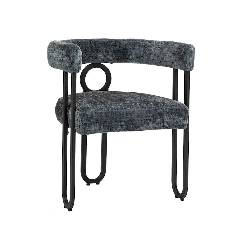 Chaises de salle à manger d'appoint contemporaines, revêtues de chenille et de cuir (lot de 2).