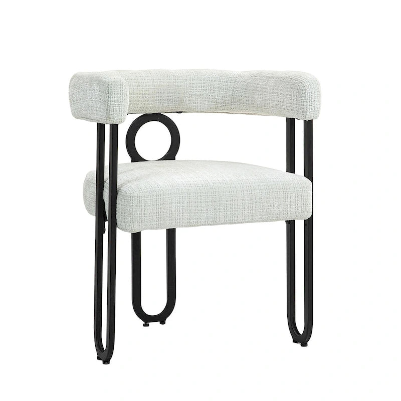 Chaises de salle à manger d'appoint contemporaines, revêtues de chenille et de cuir (lot de 2).