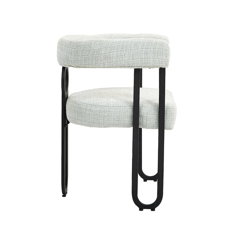 Chaises de salle à manger d'appoint contemporaines, revêtues de chenille et de cuir (lot de 2).