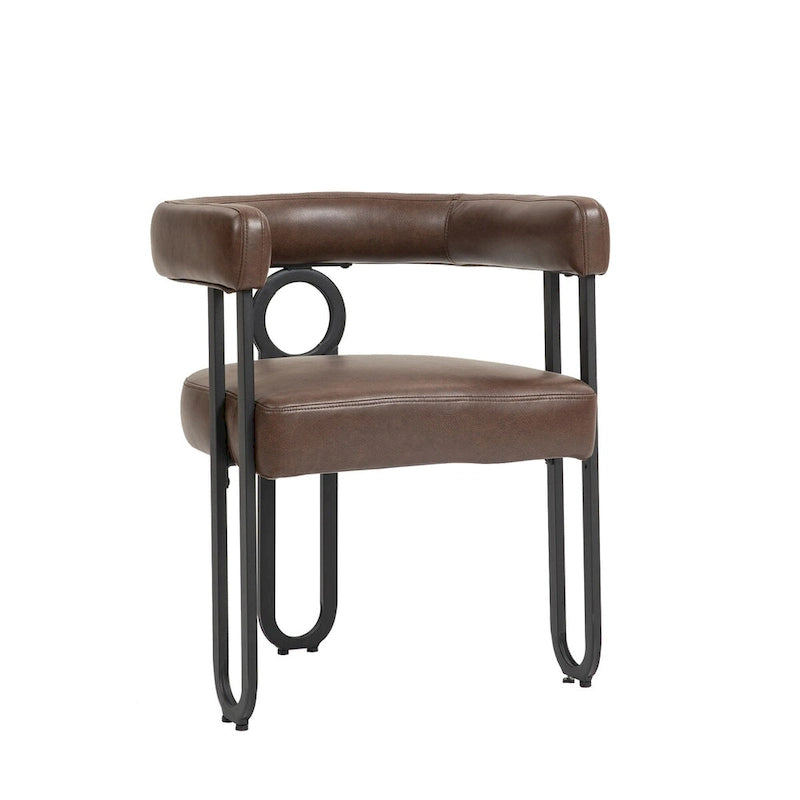 Chaises de salle à manger d'appoint contemporaines, revêtues de chenille et de cuir (lot de 2).