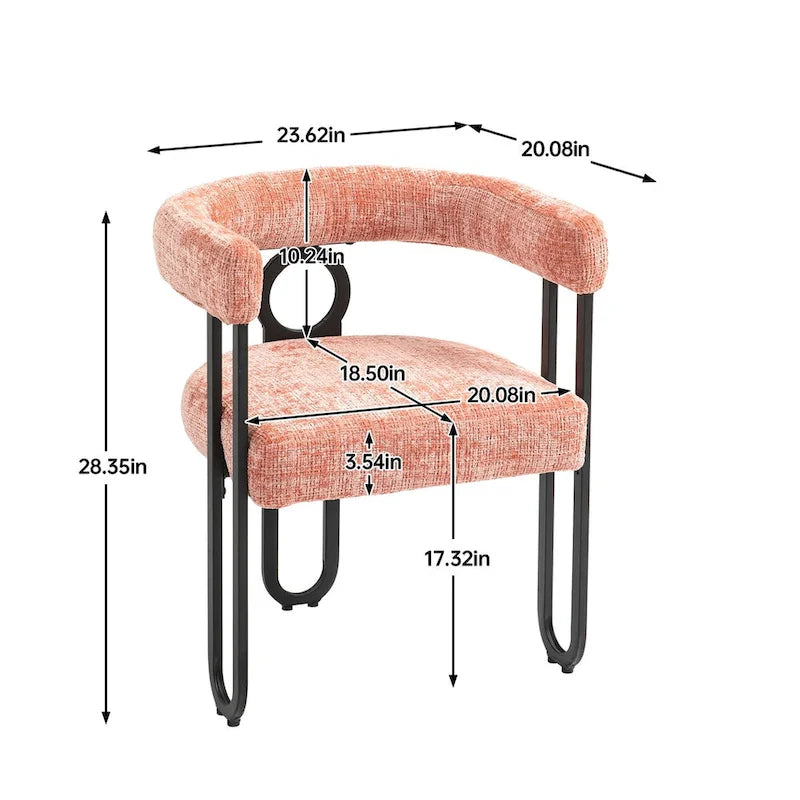 Chaises de salle à manger d'appoint contemporaines, revêtues de chenille et de cuir (lot de 2).