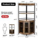 Cave à vin d'angle à 5 niveaux avec éclairage LED et porte-verres